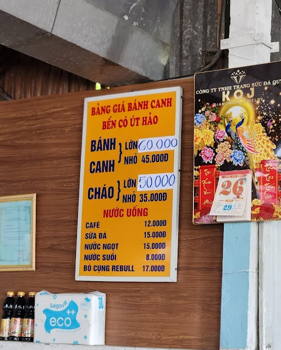 menu Bánh Cánh Bến Có Út Hảo, Châu Thành, Trà Vinh
