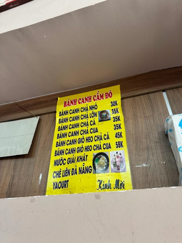 menu bánh canh Cẩm Đô - 112 Đường Hai Bà Trưng, Đà Lạt