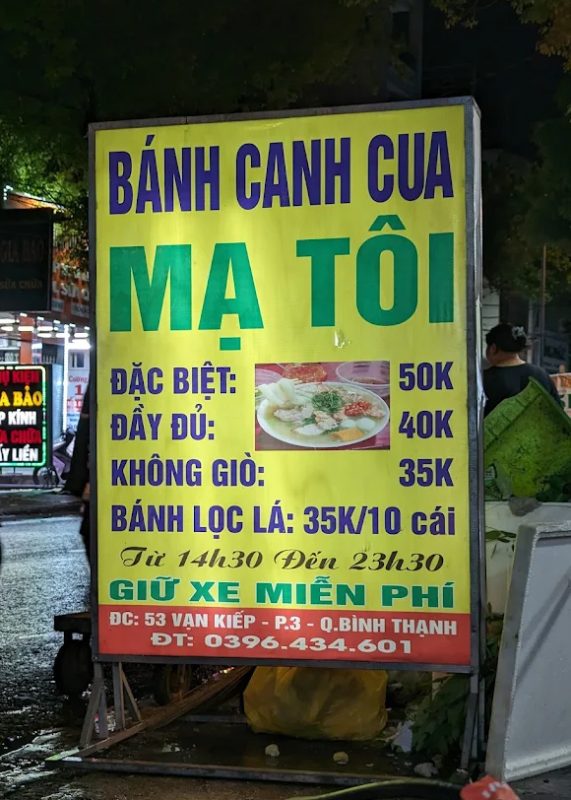 Review Bánh Canh Cua Mạ Tôi Đường Vạn Kiếp, Bình Thạnh