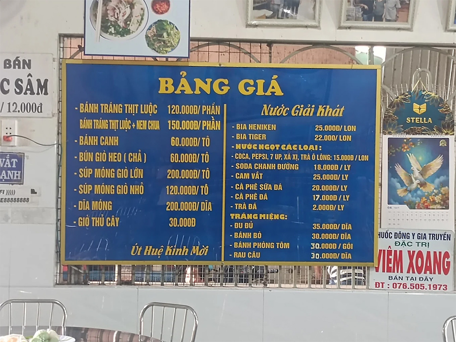 menu bánh canh Út Huệ hơn 50 năm tuổi, nổi tiếng đất Trảng