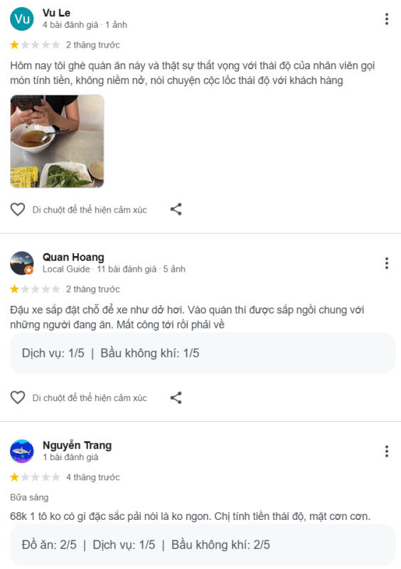 Review, trải nghiệm của khách hàng với bánh canh long hương