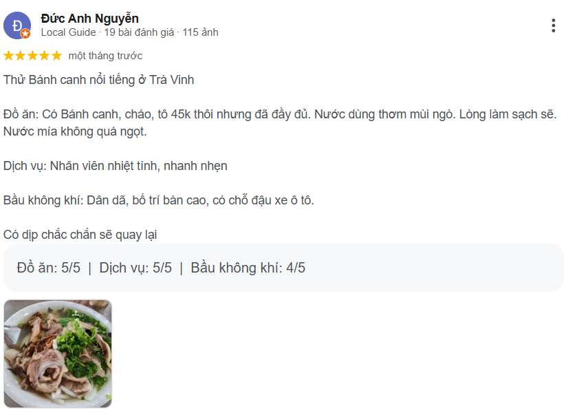 Review Bánh Cánh Bến Có Út Hảo, Châu Thành, Trà Vinh
