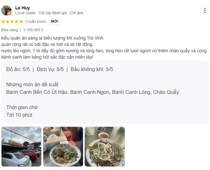 Review Bánh Cánh Bến Có Út Hảo, Châu Thành, Trà Vinh