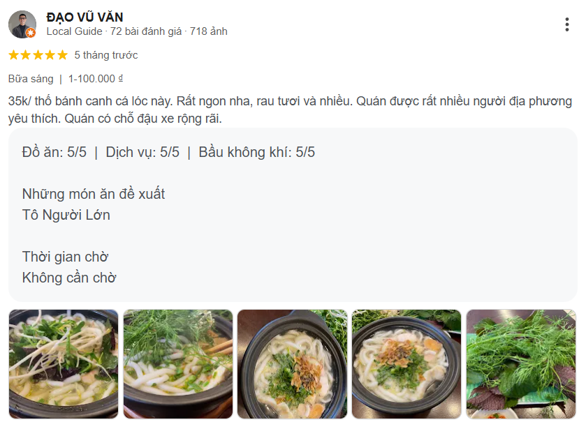 Review bánh canh cá lóc An, Trần Phú, Đà Lạt