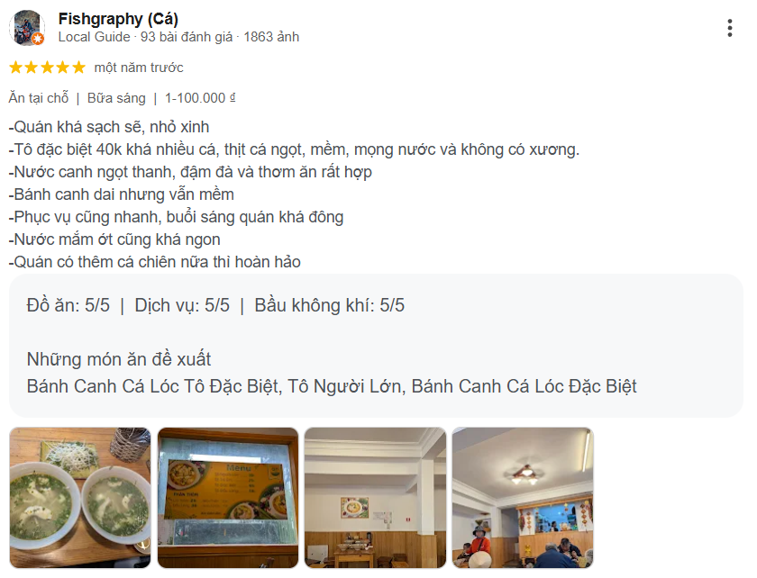Review bánh canh cá lóc An, Trần Phú, Đà Lạt