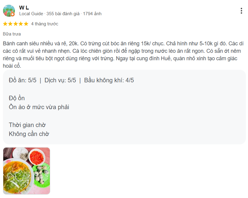 Review Bánh canh cá lóc Dì Hương lâu đời tại Huế