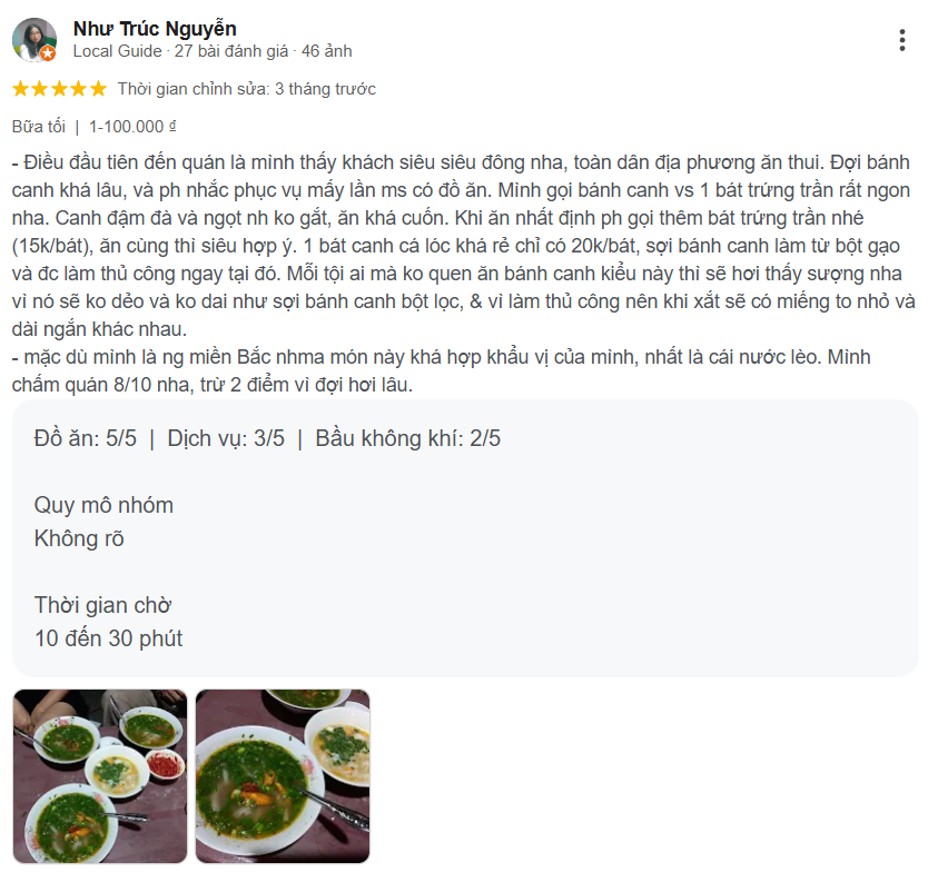 Review Bánh canh cá lóc Dì Hương lâu đời tại Huế