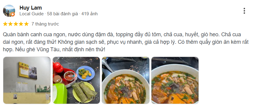 Review Bánh Canh Cua A Rơm, Hoàng Văn Thụ, Bà Rịa Vũng Tàu