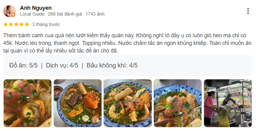 Review Bánh canh cua Hạnh Hòa Hảo, Quận 10