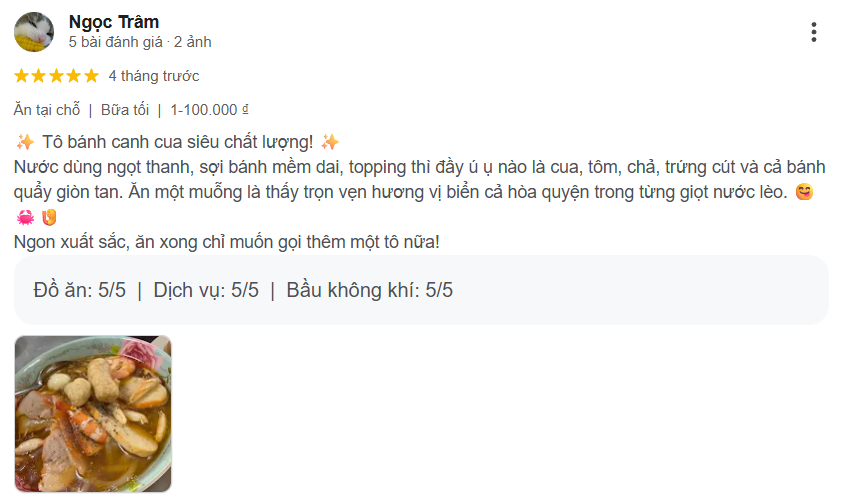 Review Bánh canh cua Hạnh Hòa Hảo, Quận 10