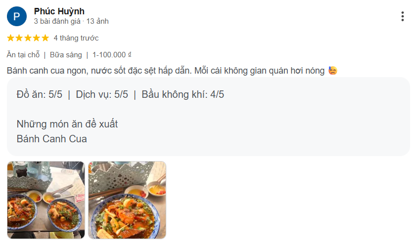 Review Bánh canh cua Hạnh Hòa Hảo, Quận 10