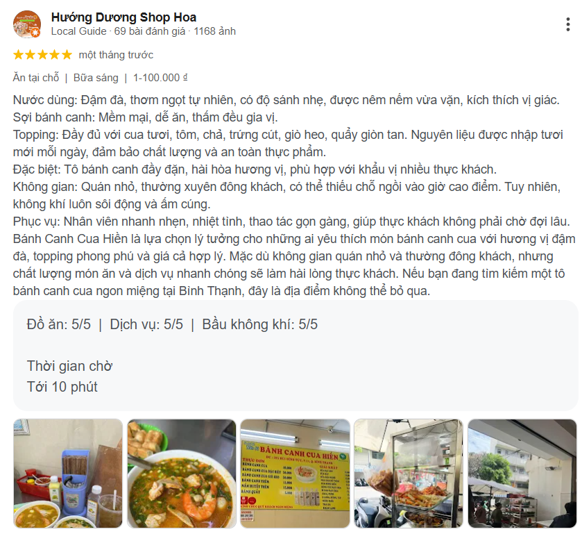Review, trải nghiệm của khách hàng