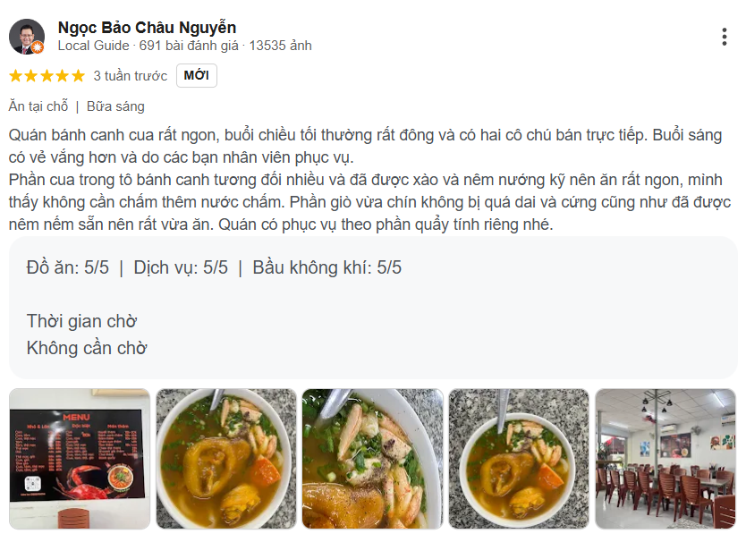 Review bánh canh cua Ngọc Thanh 11 Lương Khải Siêu, Thủ Đức