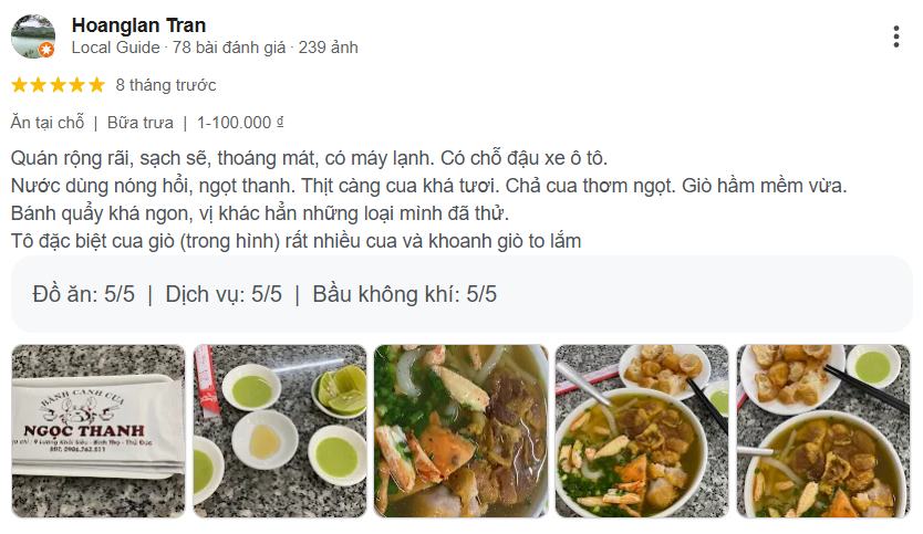 Review bánh canh cua Ngọc Thanh 11 Lương Khải Siêu, Thủ Đức