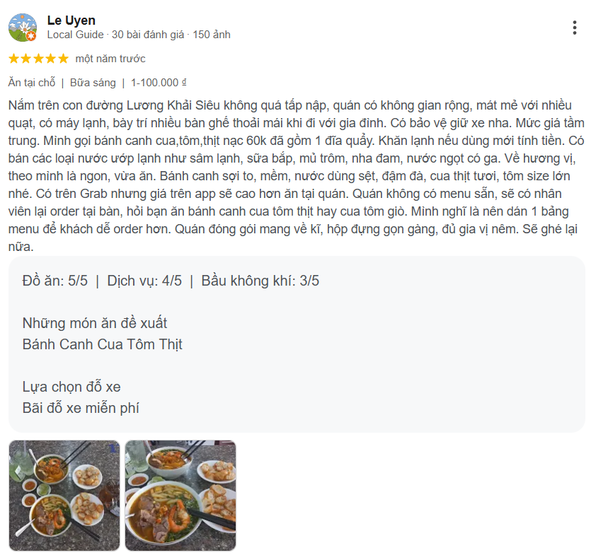 Review bánh canh cua Ngọc Thanh 11 Lương Khải Siêu, Thủ Đức