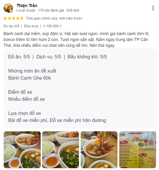 Review Bánh Canh Ghẹ, Tôm Hùm Minh Thư - Ninh Kiều, Cần Thơ