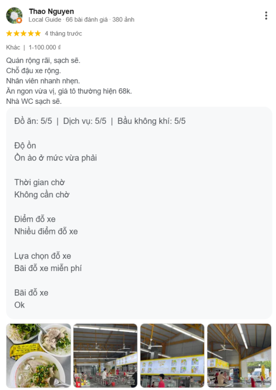 Review, trải nghiệm của khách hàng với bánh canh long hương
