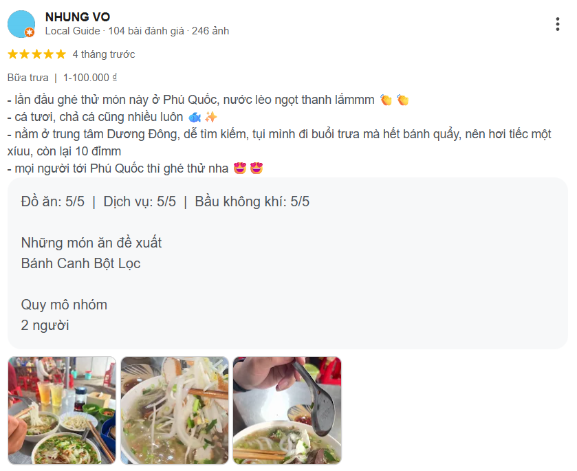 Review Bánh canh Phụng - 27 Bạch Đằng, Dương Đông, Phú Quốc