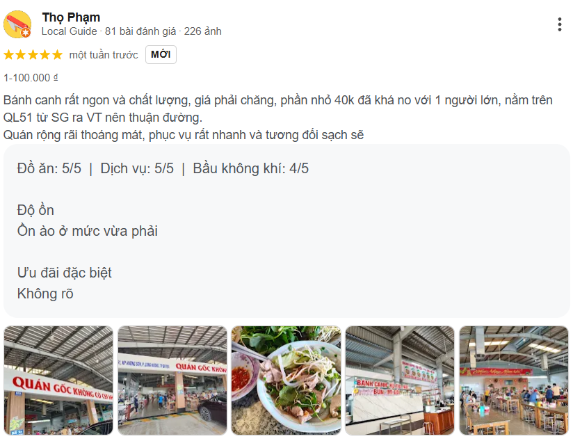 Review Quán Bánh Canh Thúy Long Hương Vũng Tàu